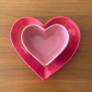 Pink Heart Bowl & Red Heart Plate Valentine Target Threshold